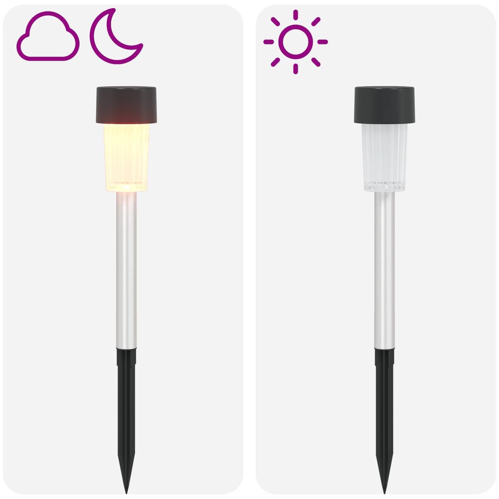 vidaXL Lampy solarnie zasilane z ostrzem do ziemi 24 pcs Ciepła biel