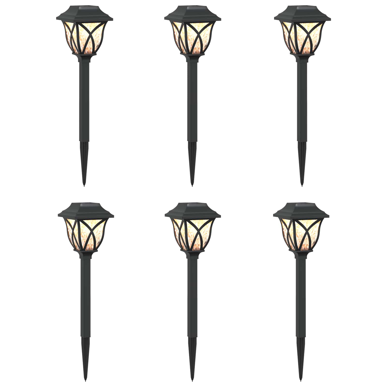 vidaXL Lampy solarnie zasilane z ostrzem do ziemi 6 pcs Ciepła biel PP