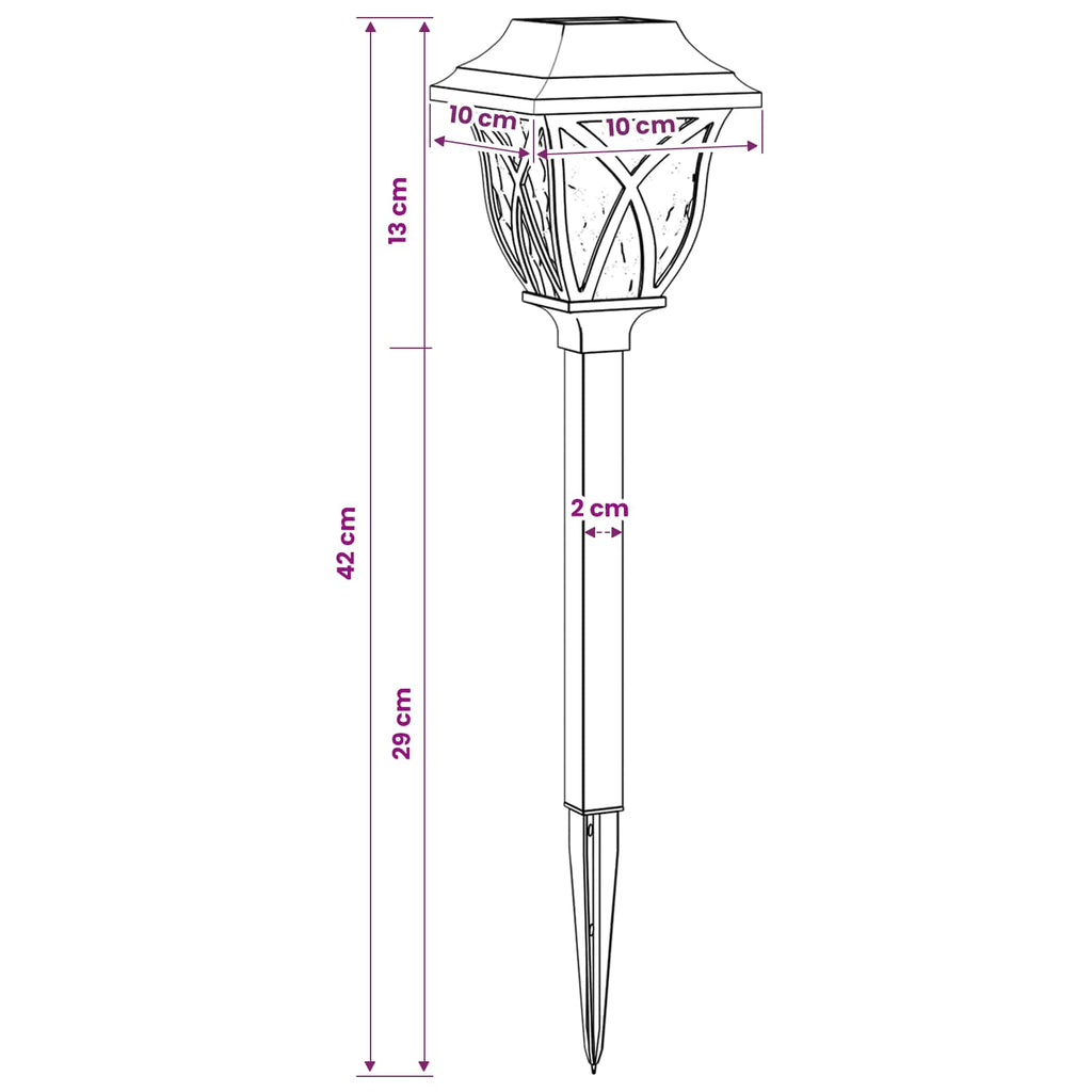 vidaXL Lampy solarnie zasilane z ostrzem do ziemi 6 pcs Ciepła biel PP