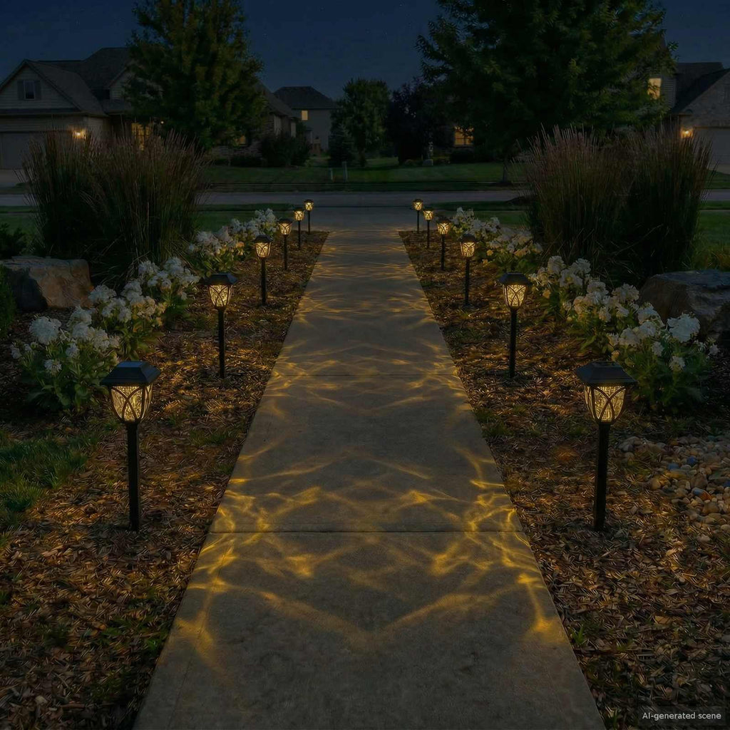 vidaXL Lampy solarnie zasilane z ostrzem do ziemi 12 pcs Ciepła biel