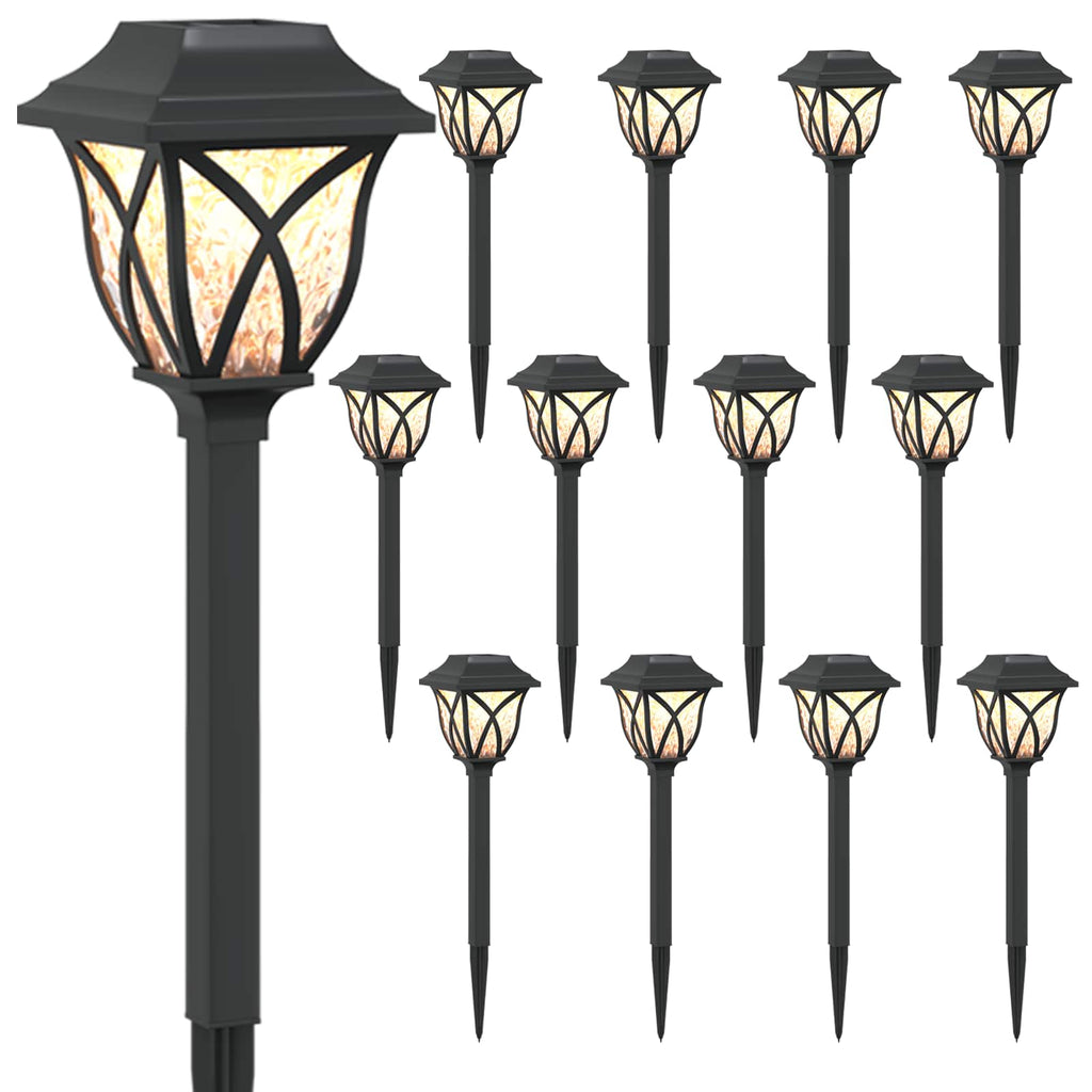 vidaXL Lampy solarnie zasilane z ostrzem do ziemi 12 pcs Ciepła biel