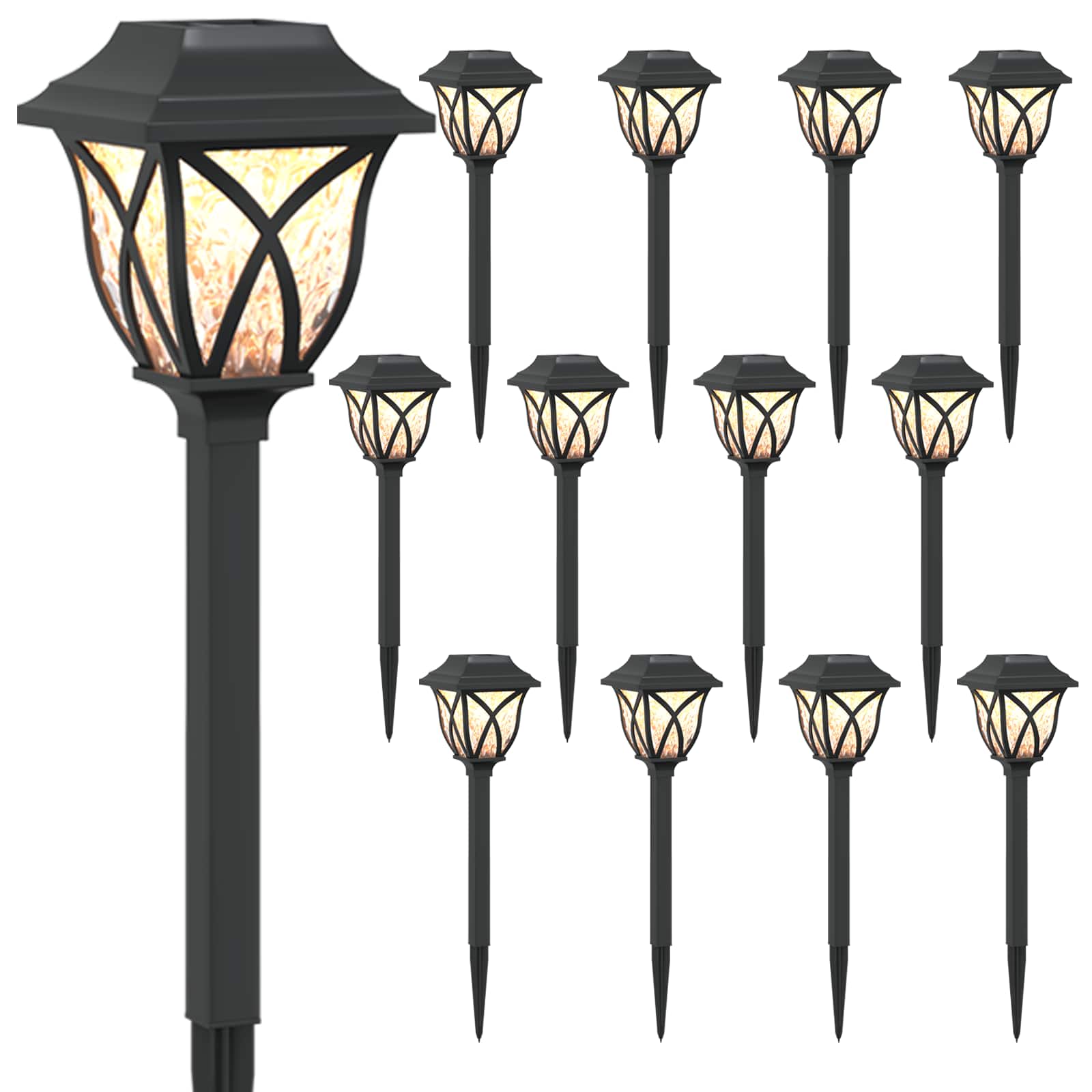 vidaXL Lampy solarnie zasilane z ostrzem do ziemi 12 pcs Ciepła biel