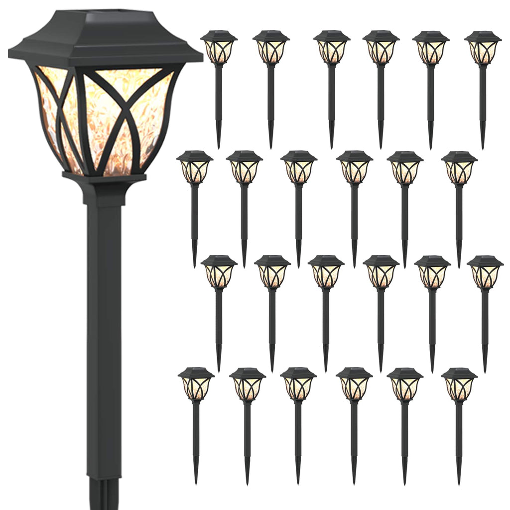 vidaXL Lampy solarnie zasilane z ostrzem do ziemi 24 pcs Ciepła biel