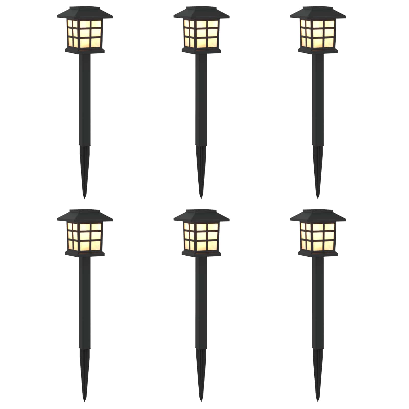 vidaXL Lampy solarnie zasilane z ostrzem do ziemi 6 pcs Ciepła biel PP