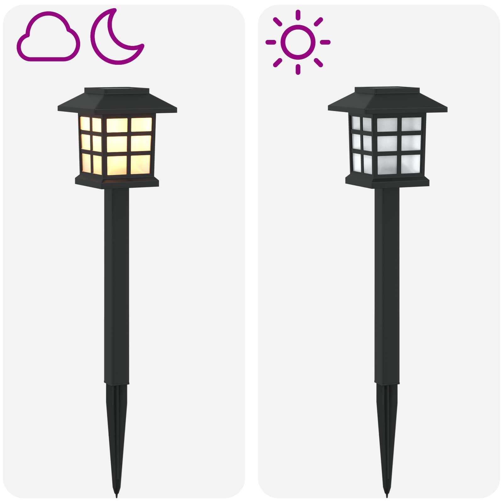 vidaXL Lampy solarnie zasilane z ostrzem do ziemi 12 pcs Ciepła biel