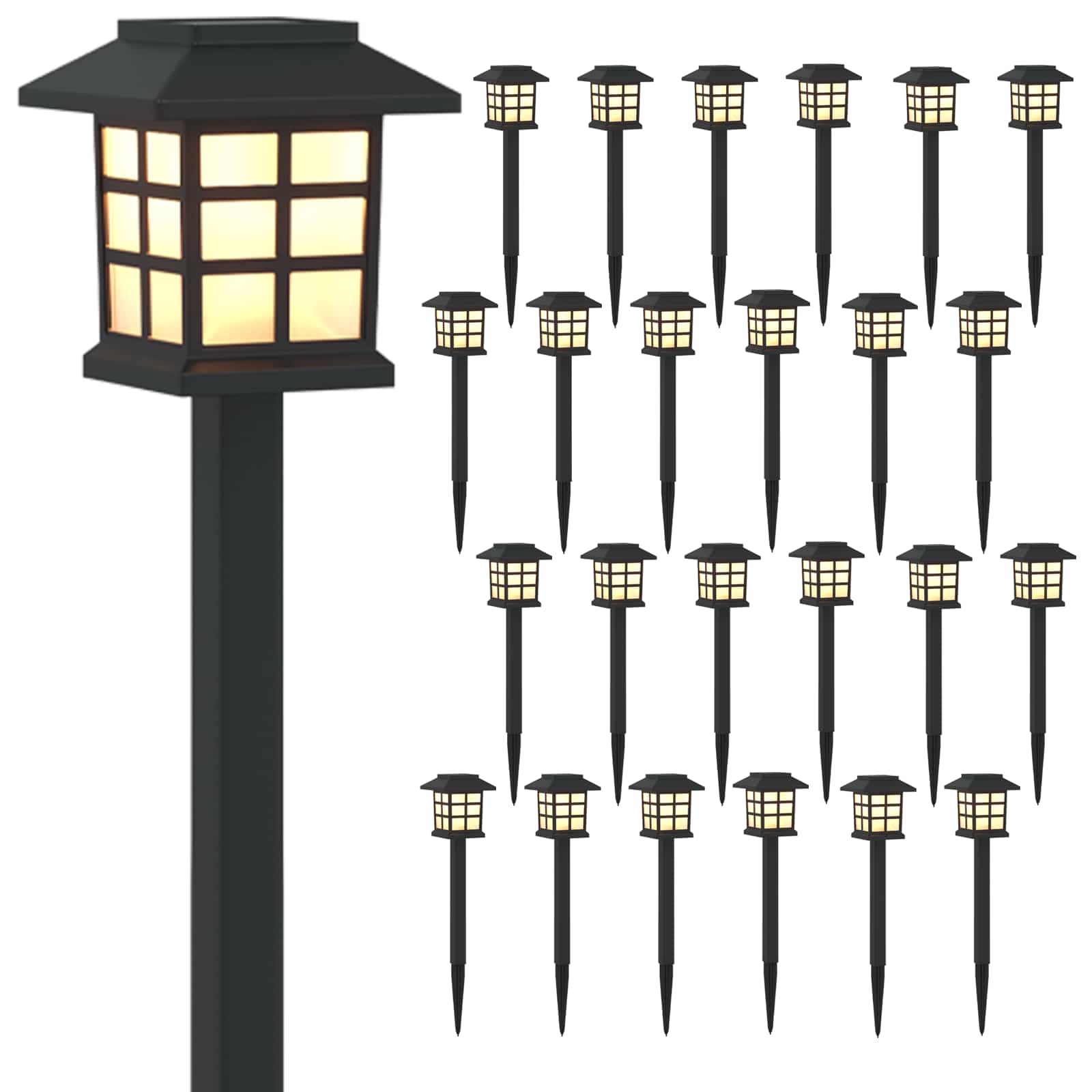 vidaXL Lampy solarnie zasilane z ostrzem do ziemi 24 pcs Ciepła biel