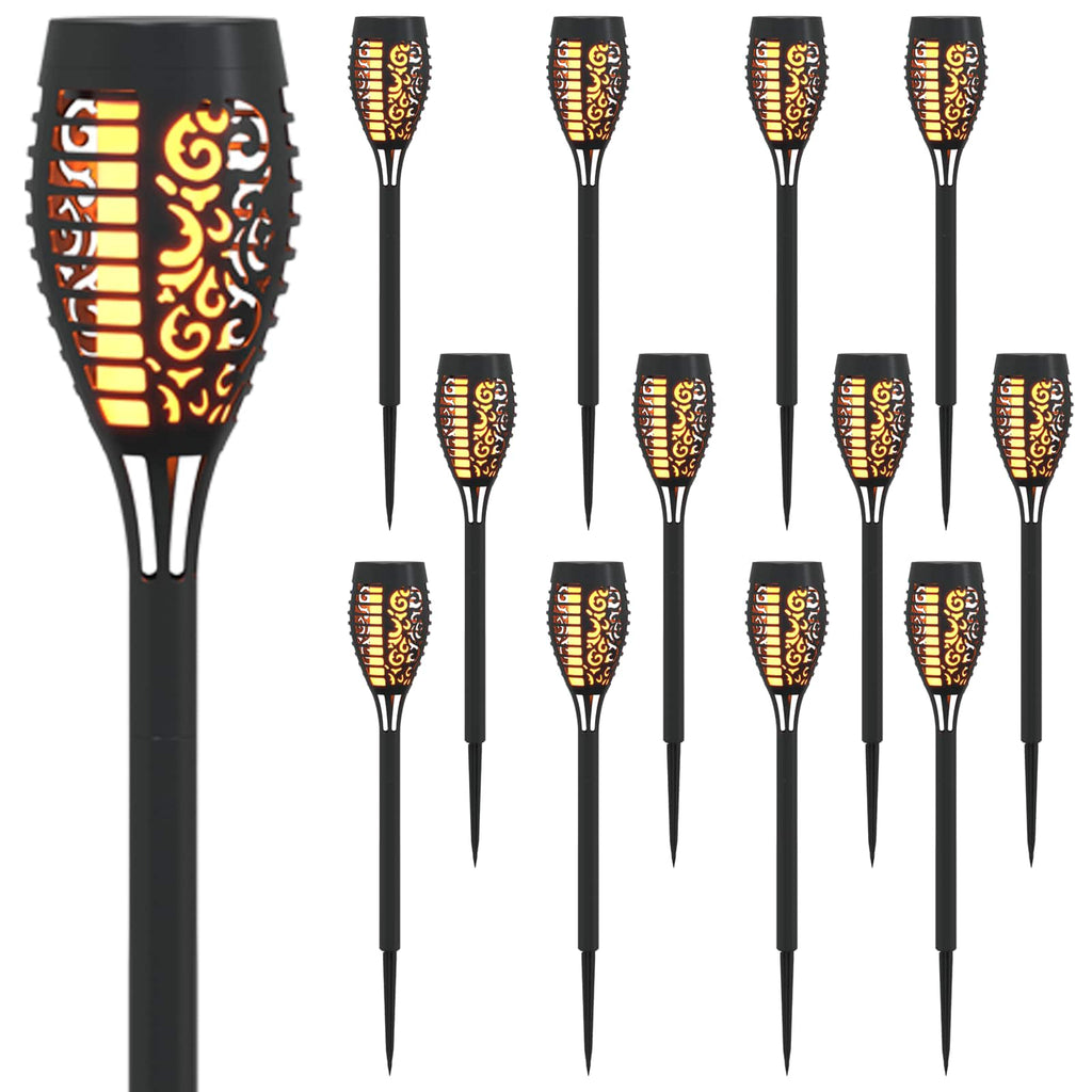 vidaXL Lampy solarnie zasilane z ostrzem do ziemi 12 pcs Ciepła biel