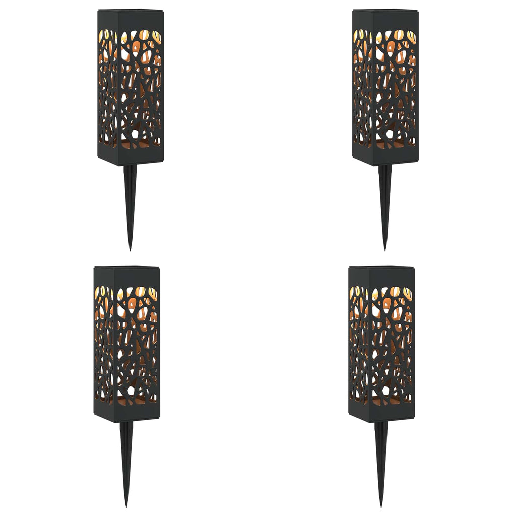 vidaXL Lampy solarnie zasilane z ostrzem do ziemi 4 pcs Ciepła biel PP