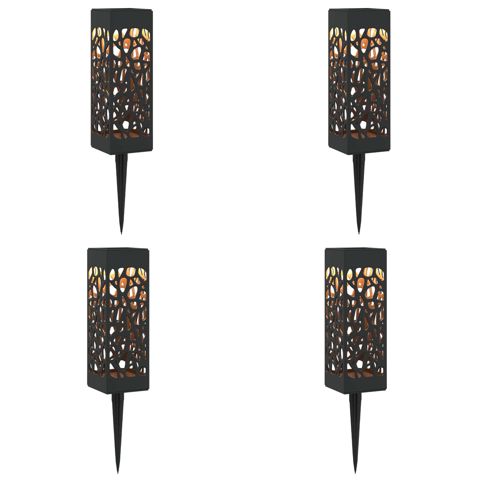 vidaXL Lampy solarnie zasilane z ostrzem do ziemi 4 pcs Ciepła biel PP
