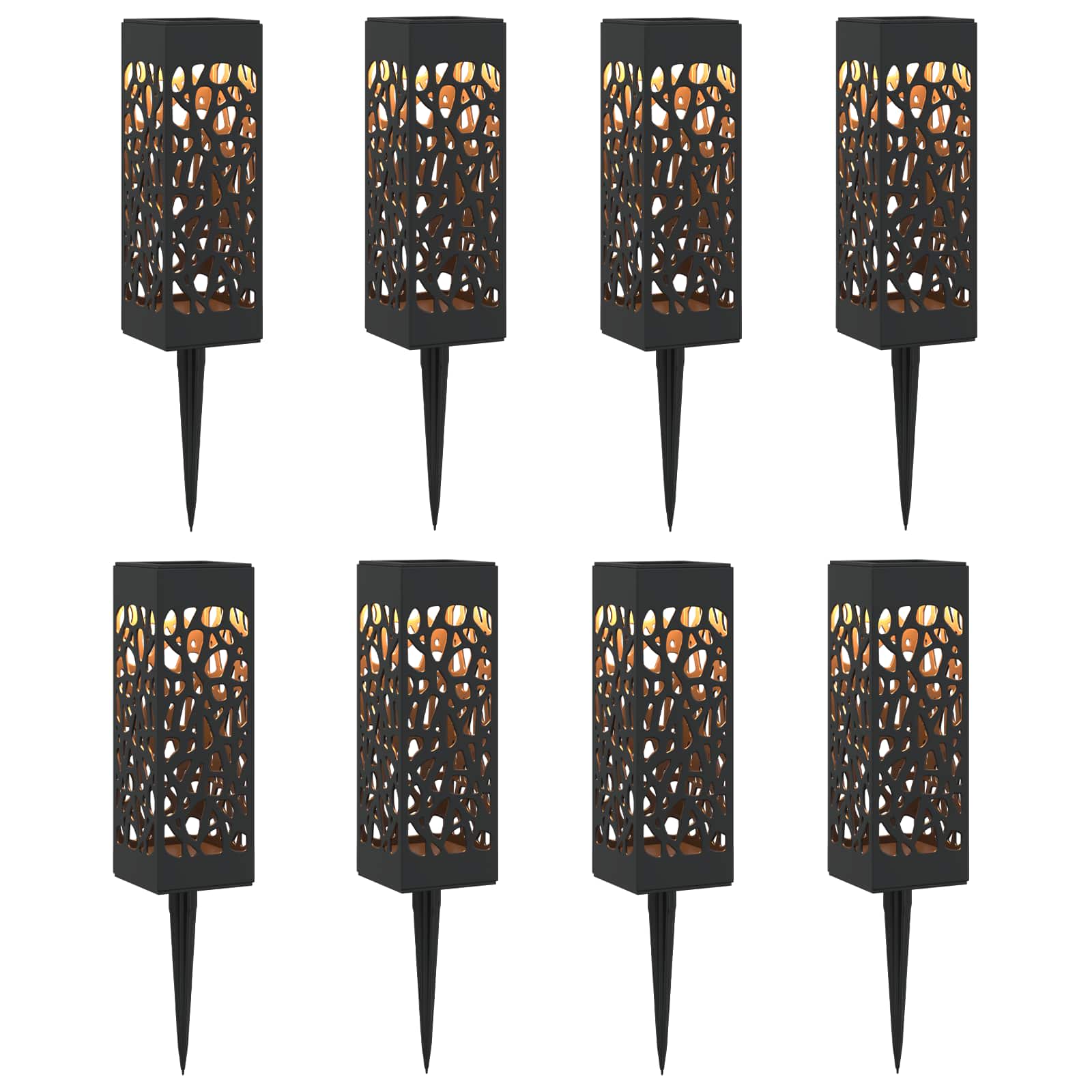 vidaXL Lampy solarnie zasilane z ostrzem do ziemi 8 pcs Ciepła biel PP