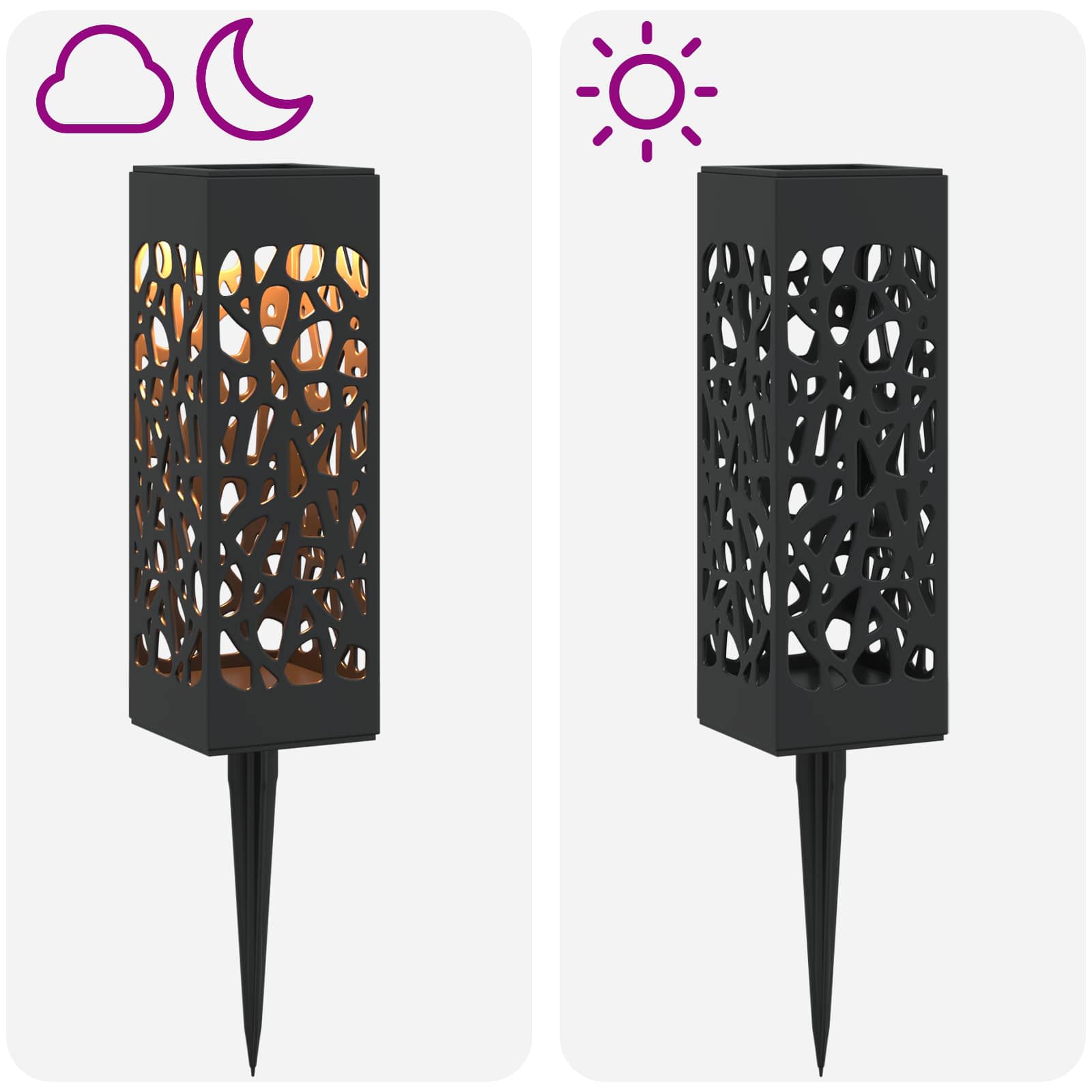 vidaXL Lampy solarnie zasilane z ostrzem do ziemi 8 pcs Ciepła biel PP