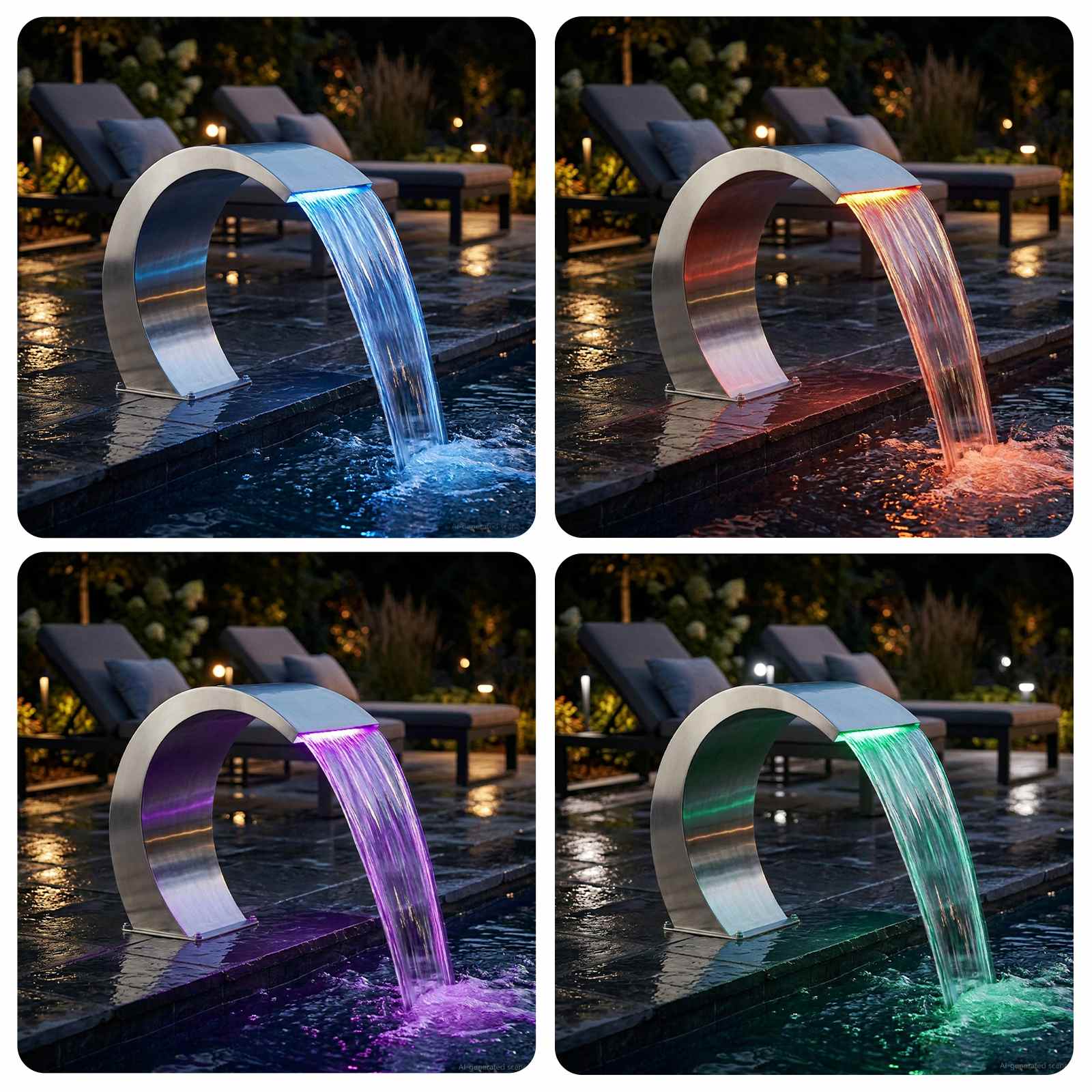 vidaXL Fontanna Przy Basenie srebrny 61 x 30 x 71 cm Stal nierdzewna