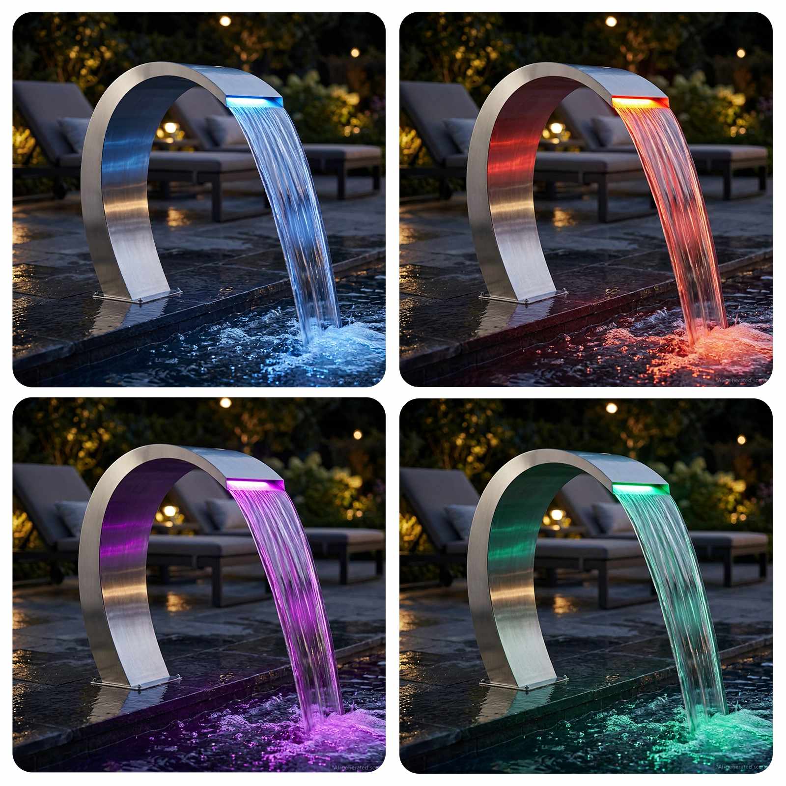 vidaXL Fontanna Przy Basenie srebrny 60 x 30 x 70 cm Stal nierdzewna