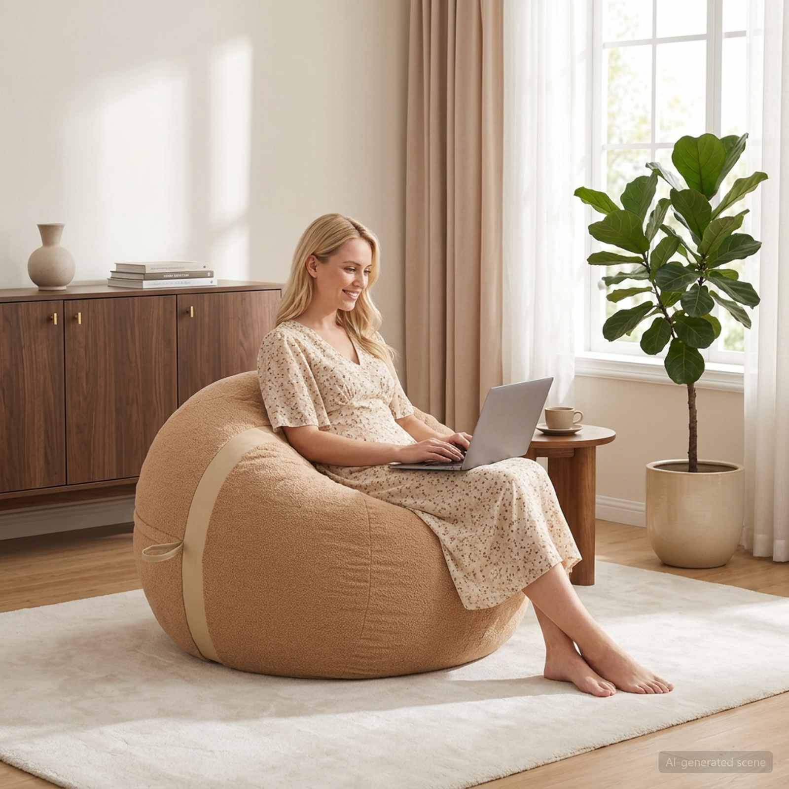 vidaXL Fotel z Wypełnieniem Beżowy 95 x 93 x 71 cm Sherpa