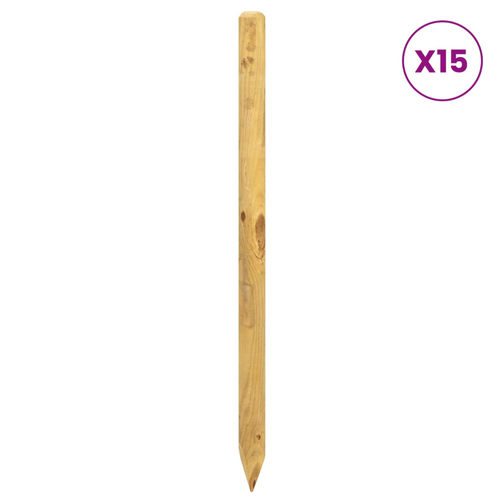 vidaXL Słupki ogrodzeniowe 15 szt. zielony 60 cm Lite drewno sosnowe
