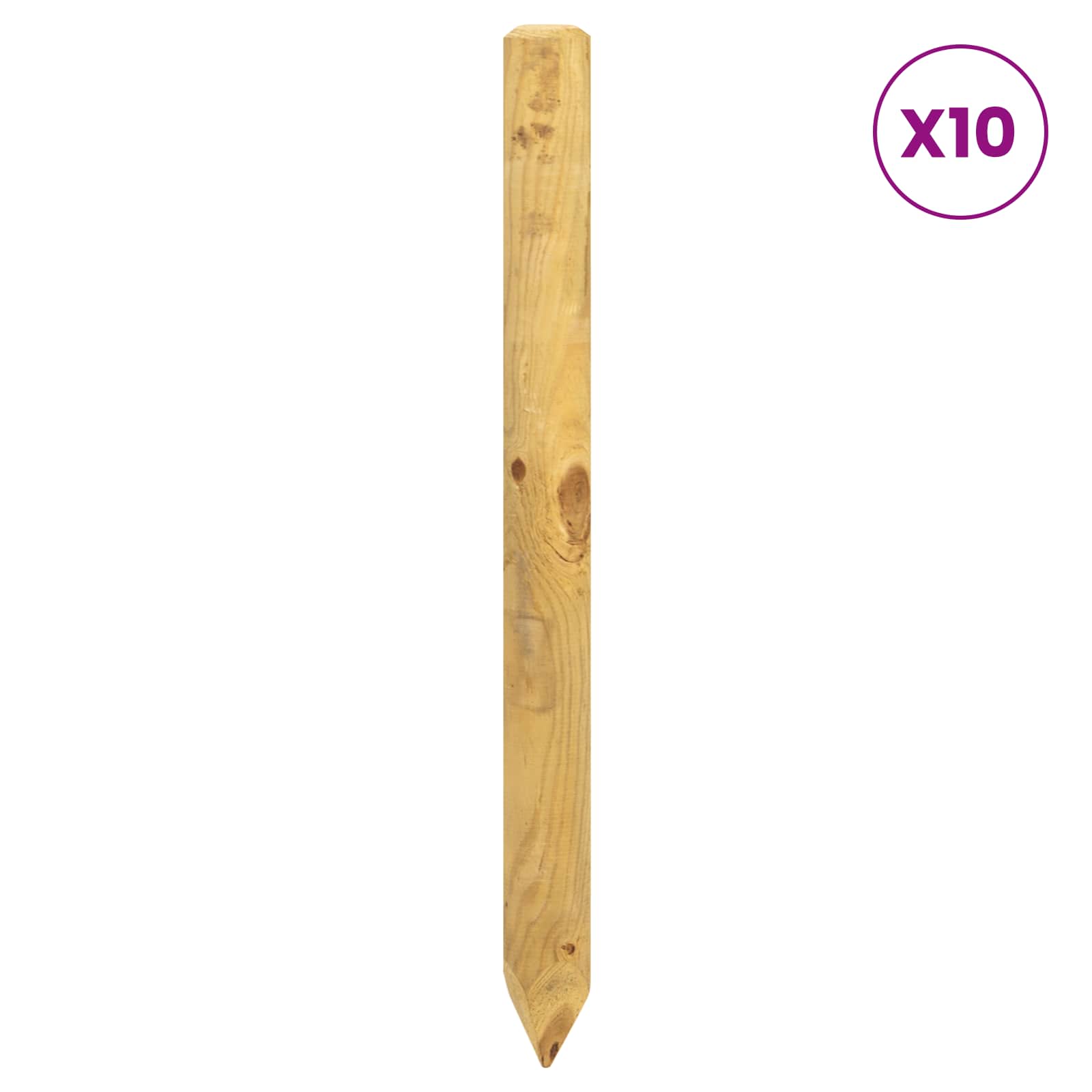 vidaXL Słupki ogrodzeniowe 10 szt. zielony 100 cm Lite drewno sosnowe