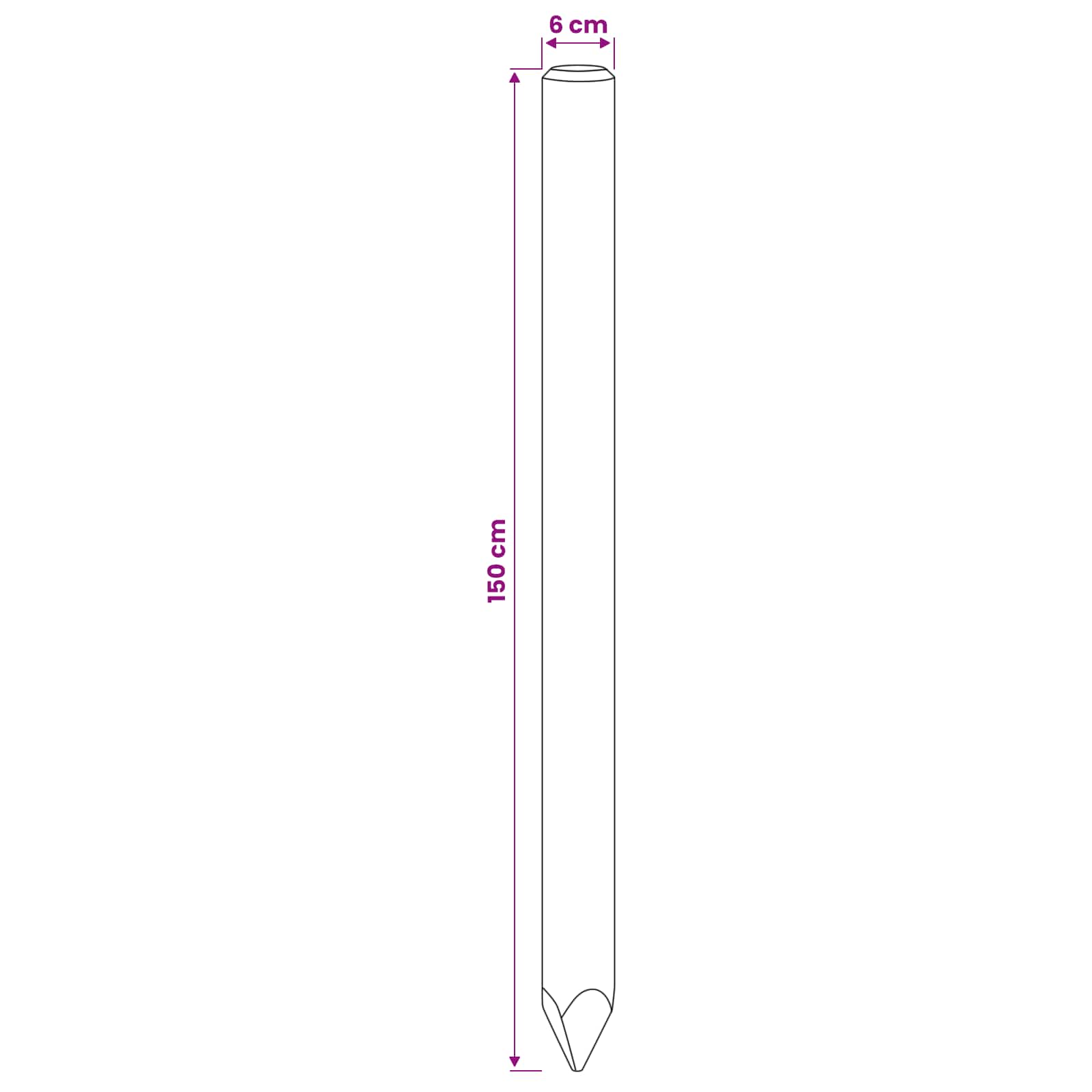 vidaXL Słupki ogrodzeniowe 6 szt. zielony 150 cm Lite drewno sosnowe