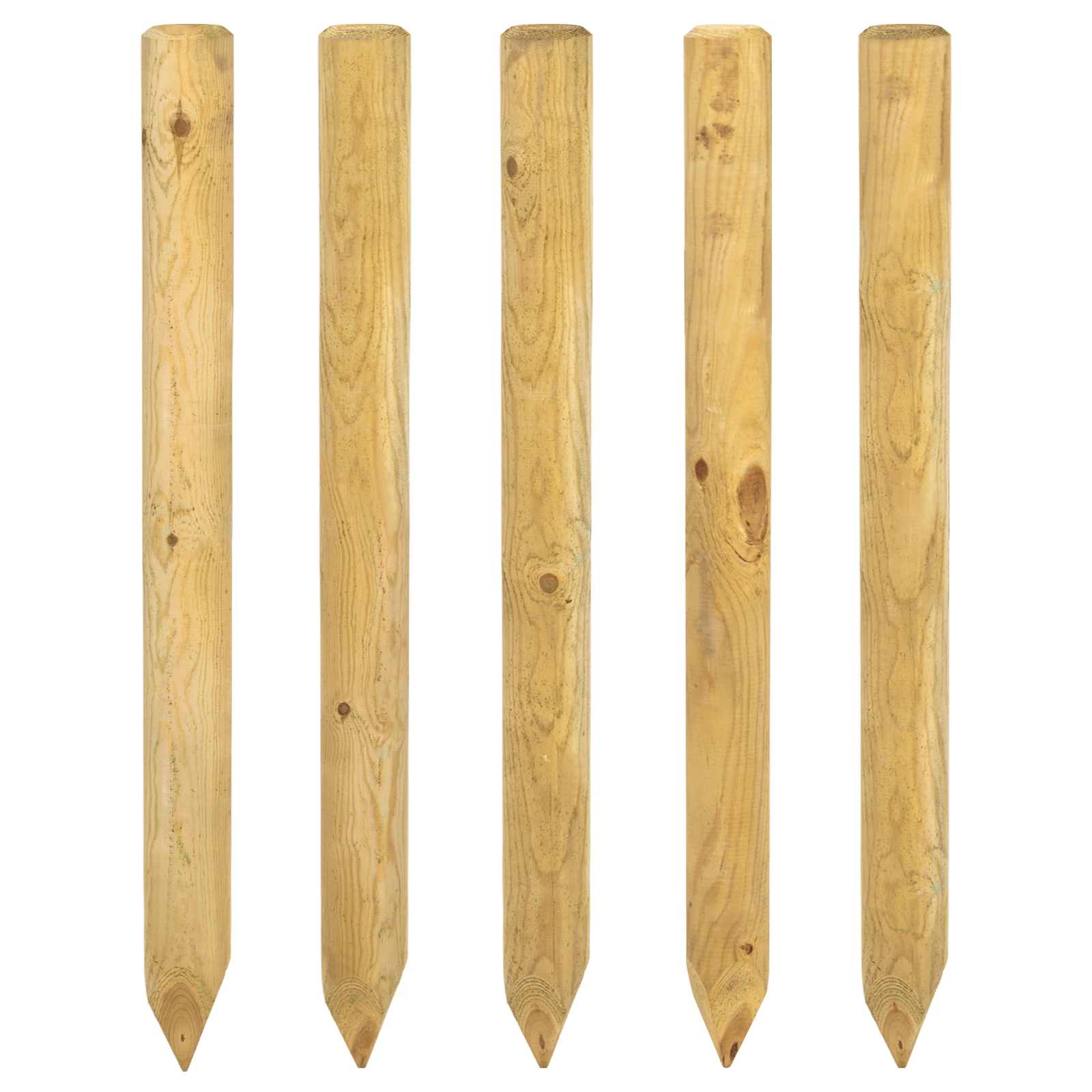 vidaXL Słupki ogrodzeniowe 5 szt. zielony 60 cm Lite drewno sosnowe