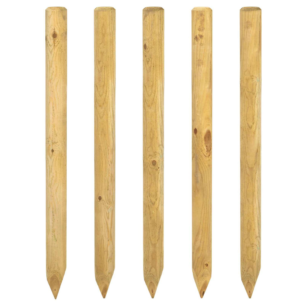 vidaXL Słupki ogrodzeniowe 5 szt. zielony 120 cm Lite drewno sosnowe