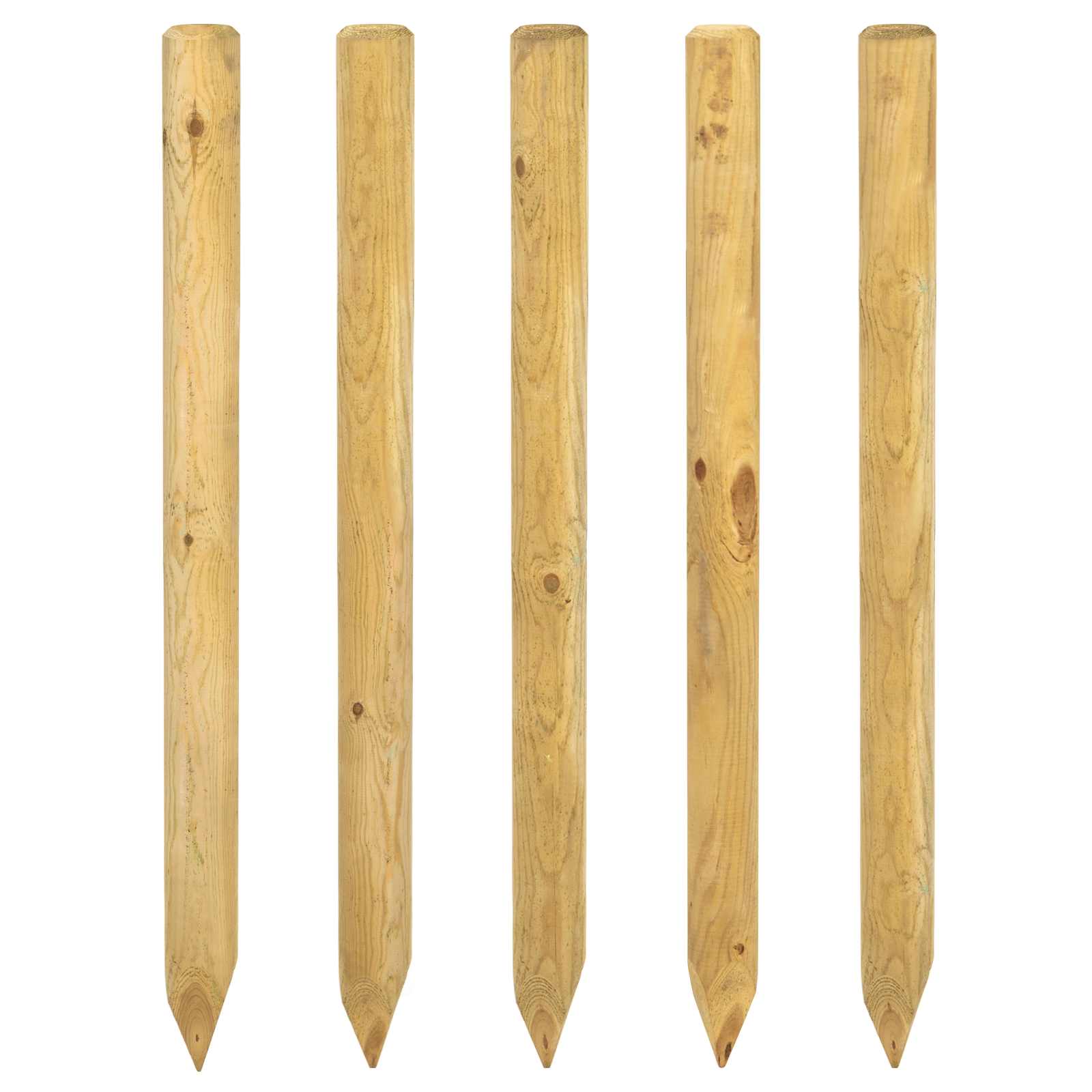 vidaXL Słupki ogrodzeniowe 5 szt. zielony 120 cm Lite drewno sosnowe