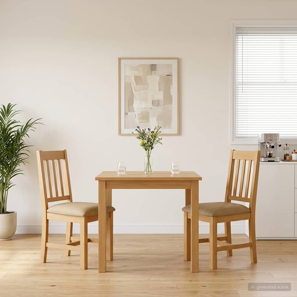 vidaXL Krzesło jadalniane VENLO 2 pcs Dąb lite Beżowy 45 x 53 x 92 cm