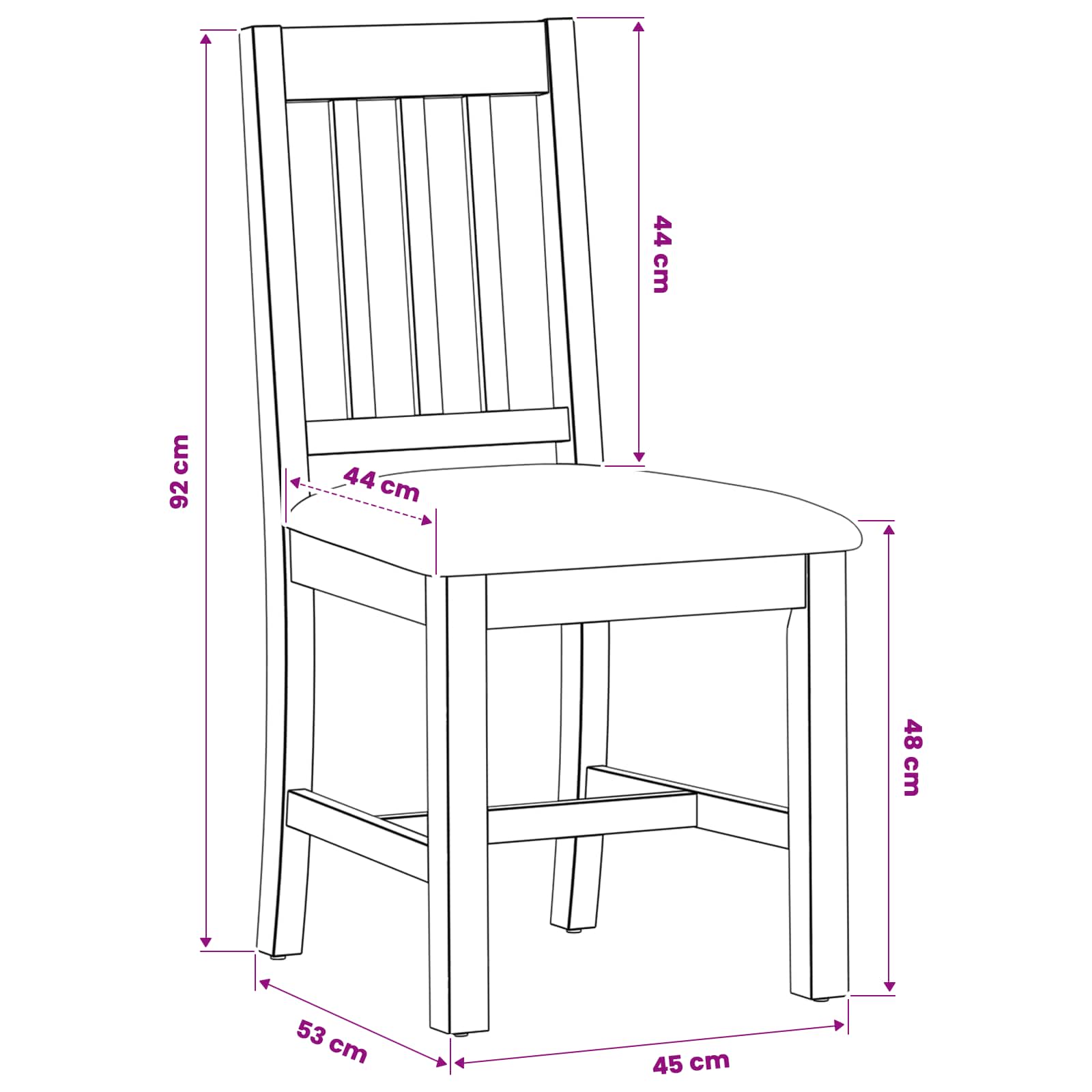 vidaXL Krzesło jadalniane VENLO 2 pcs Dąb lite Beżowy 45 x 53 x 92 cm