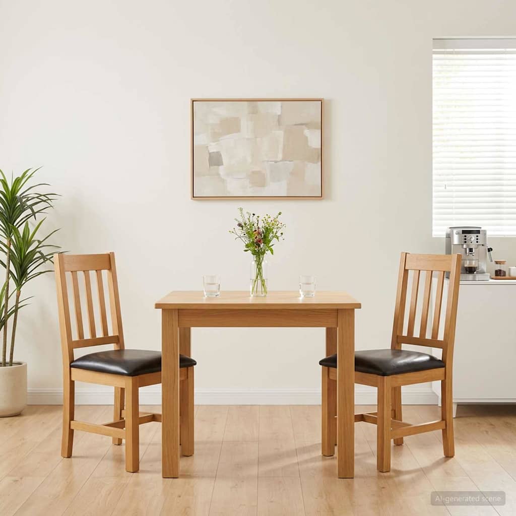 vidaXL Krzesło jadalniane VENLO 2 pcs Dąb lite Czarny 45 x 53 x 92 cm