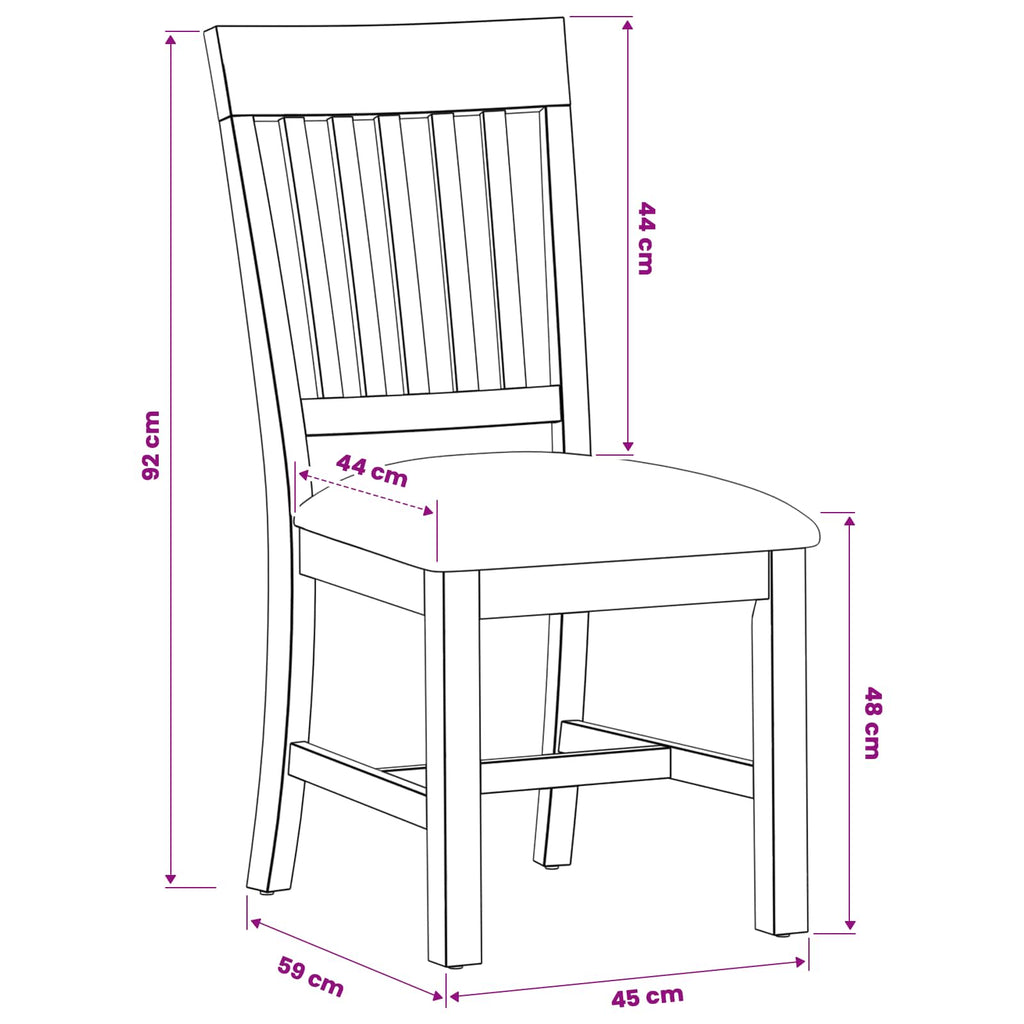 vidaXL Krzesło jadalniane 2 pcs Dąb lite Szary 45 x 59 x 92 cm