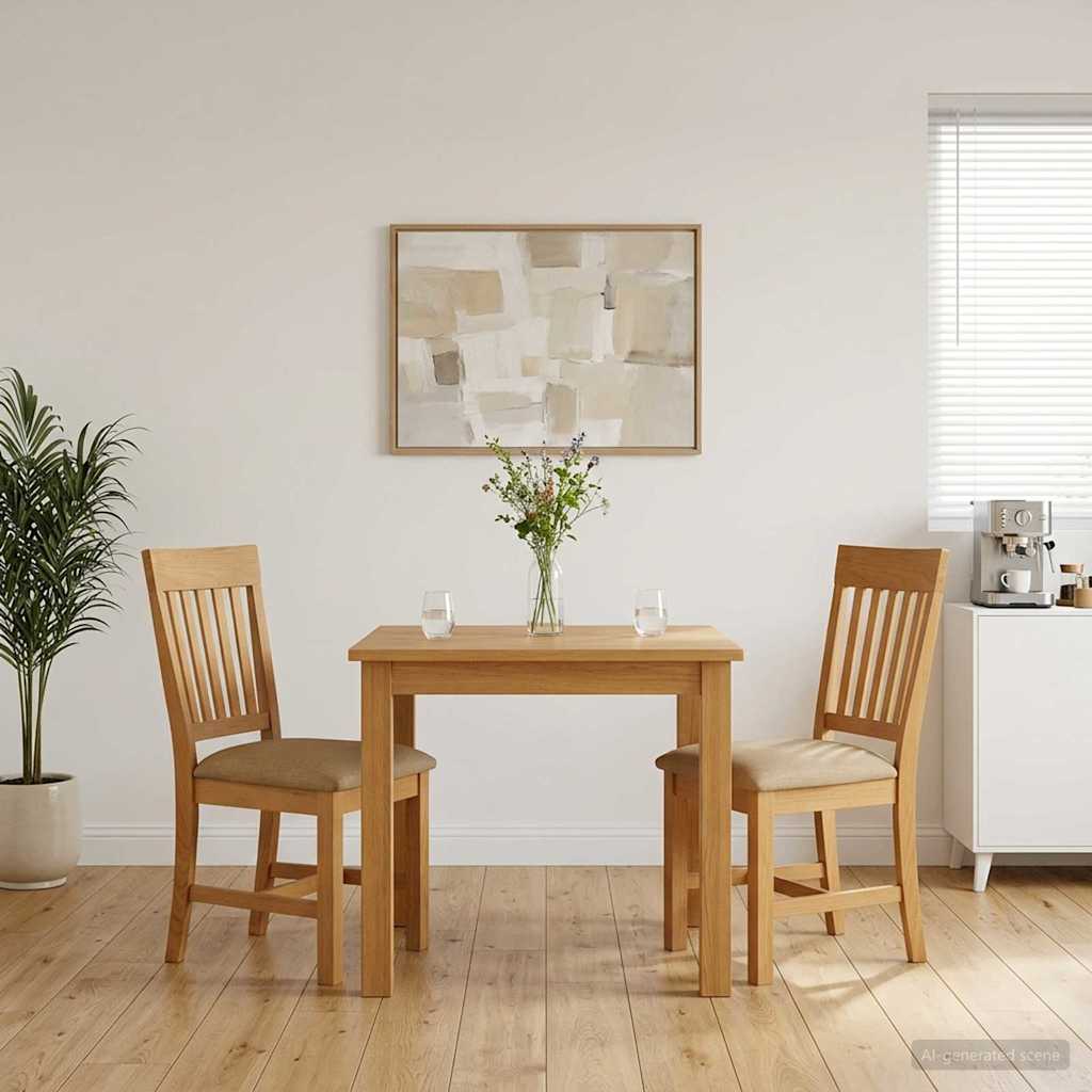 vidaXL Krzesło jadalniane 2 pcs Dąb lite Beżowy 45 x 59 x 92 cm
