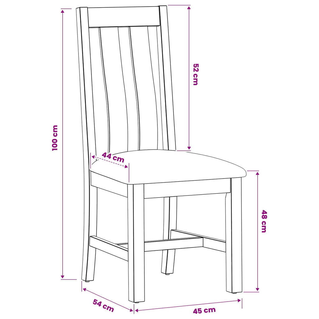 vidaXL Krzesło jadalniane 2 pcs Dąb lite Szary 45 x 54 x 100 cm