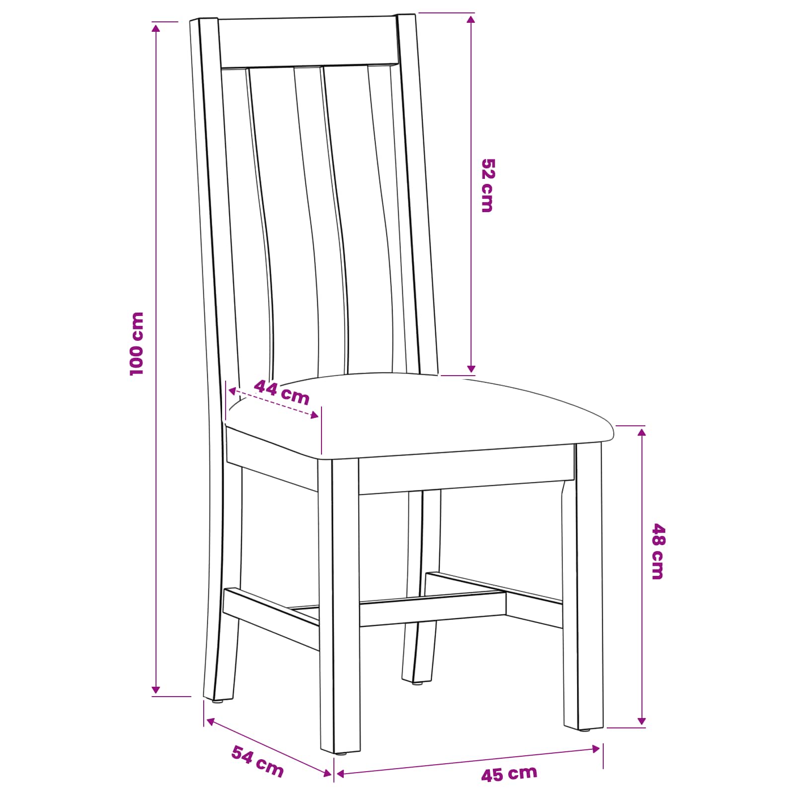vidaXL Krzesło jadalniane 2 pcs Dąb lite Szary 45 x 54 x 100 cm