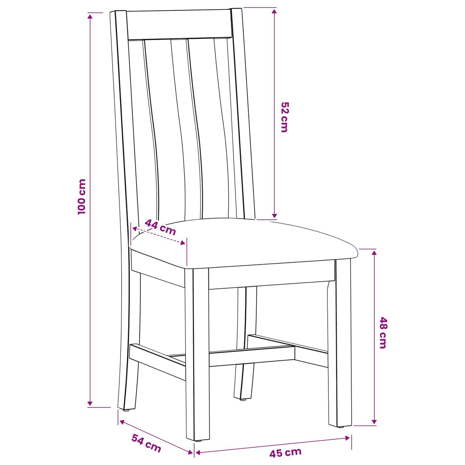 vidaXL Krzesło jadalniane 2 pcs Dąb lite Czarny 45 x 54 x 100 cm