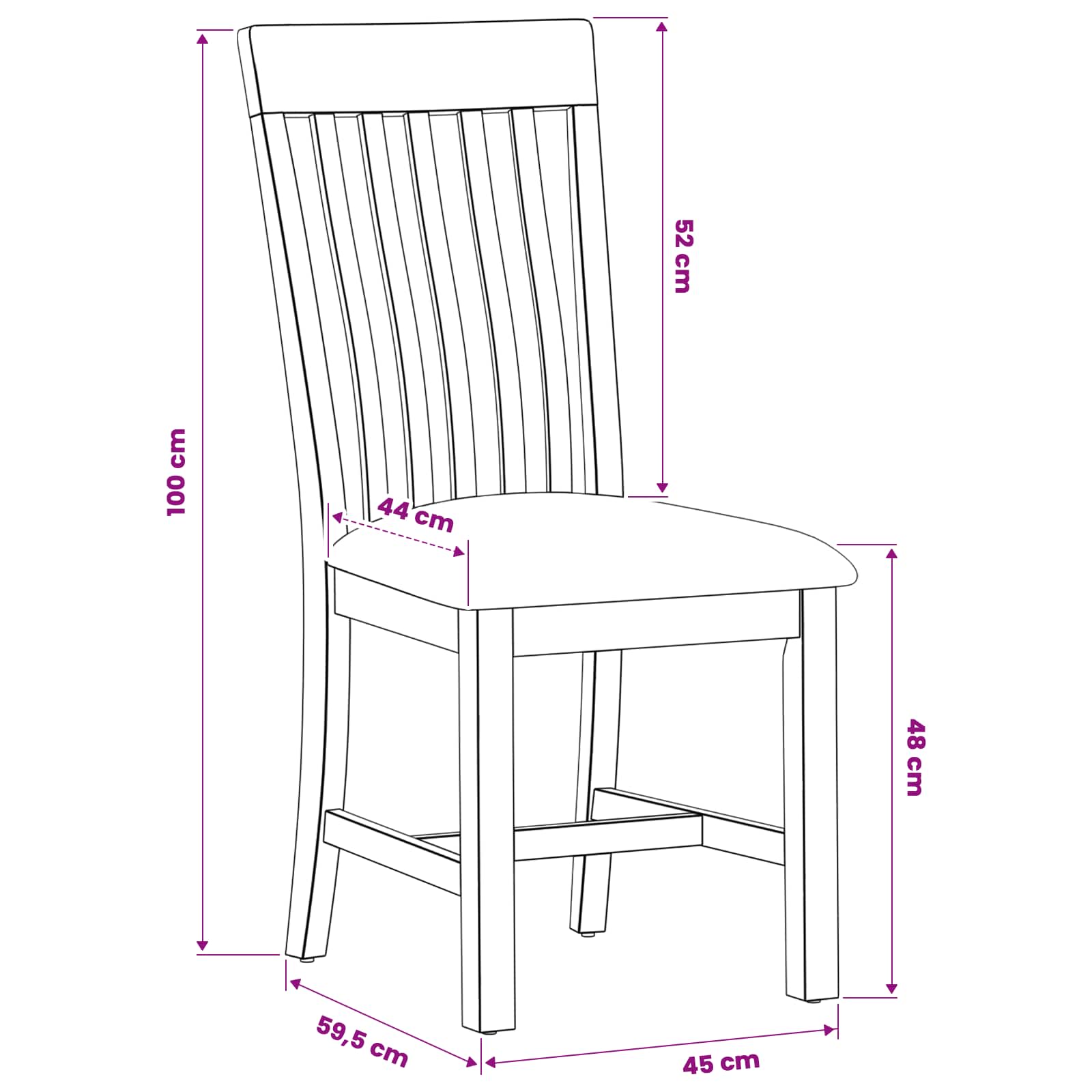 vidaXL Krzesło jadalniane 2 pcs Dąb lite Szary 45 x 59,5 x 100 cm