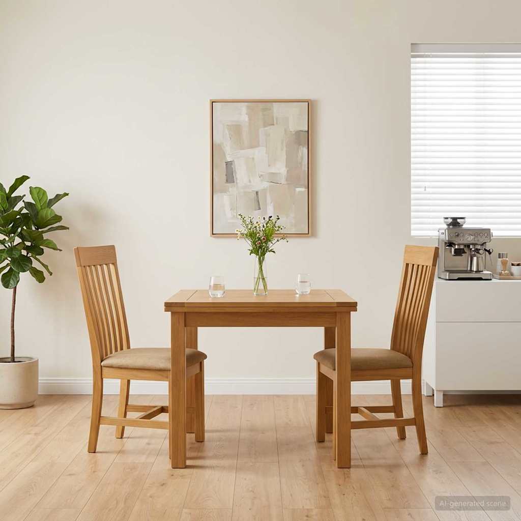 vidaXL Krzesło jadalniane 2 pcs Dąb lite Beżowy 45 x 59,5 x 100 cm