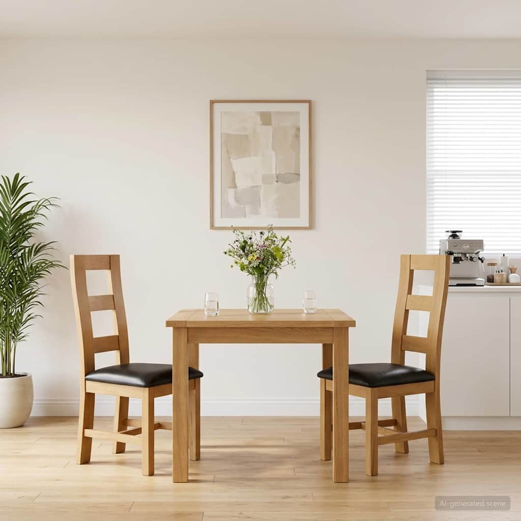 vidaXL Krzesło jadalniane 2 pcs Dąb lite Czarny 45 x 51 x 105 cm