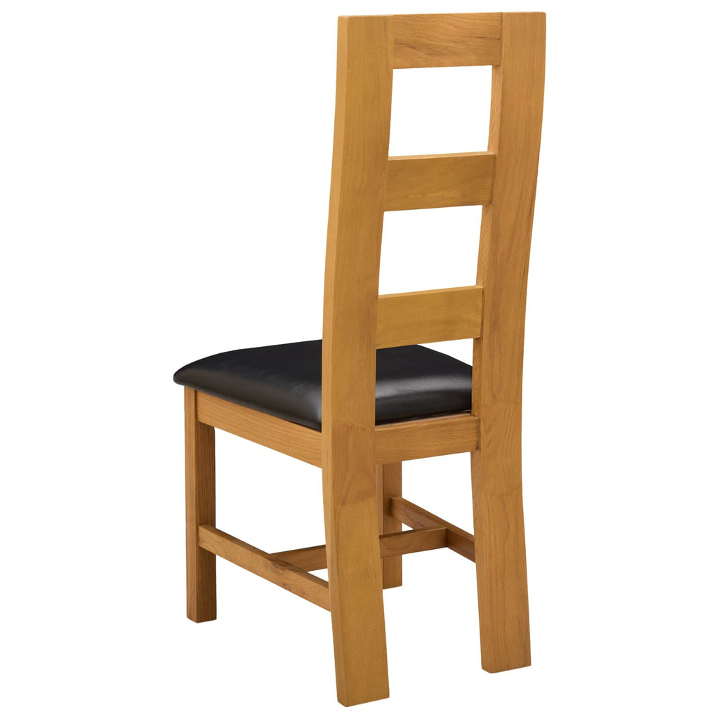 vidaXL Krzesło jadalniane 2 pcs Dąb lite Czarny 45 x 51 x 105 cm
