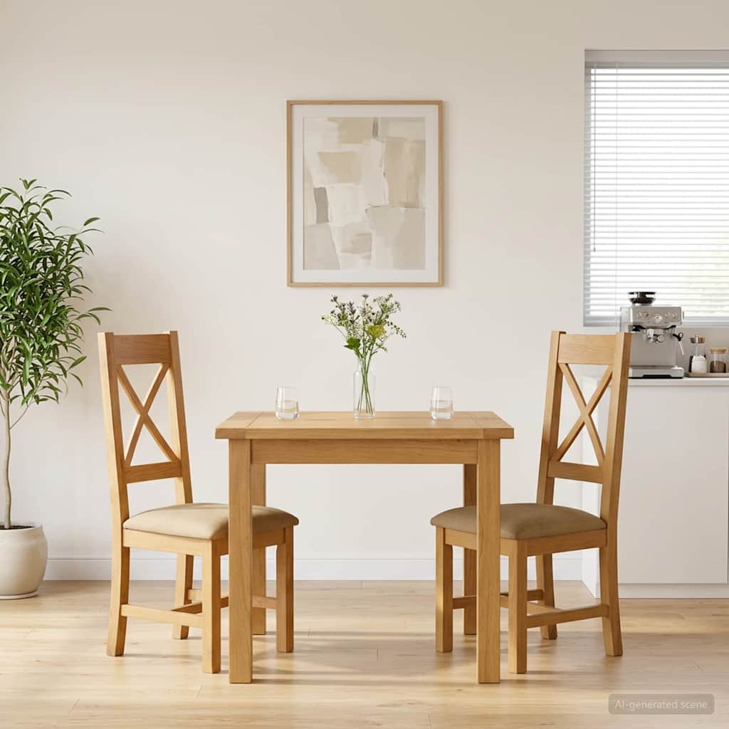 vidaXL Krzesło jadalniane 2 pcs Dąb lite Beżowy 45 x 54 x 105 cm