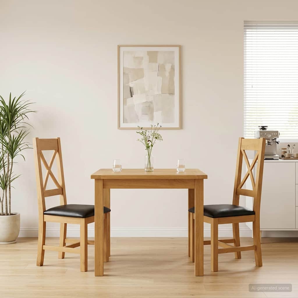 vidaXL Krzesło jadalniane 2 pcs Dąb lite Czarny 45 x 54 x 105 cm