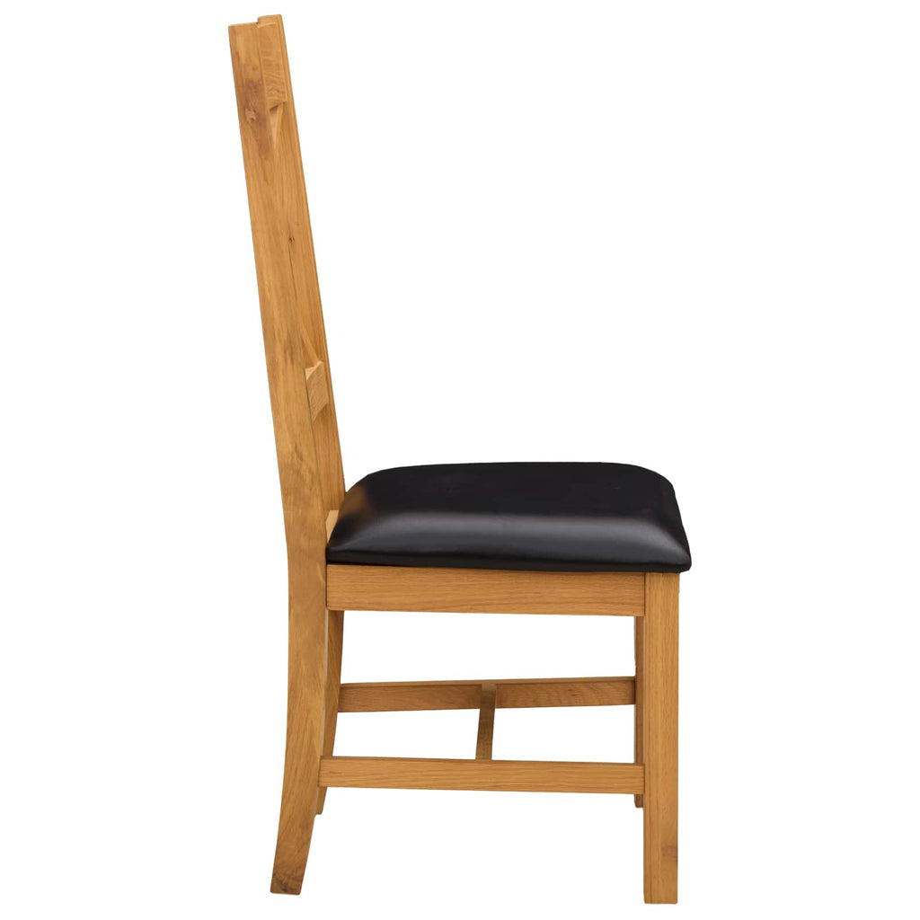 vidaXL Krzesło jadalniane 2 pcs Dąb lite Czarny 45 x 54 x 105 cm