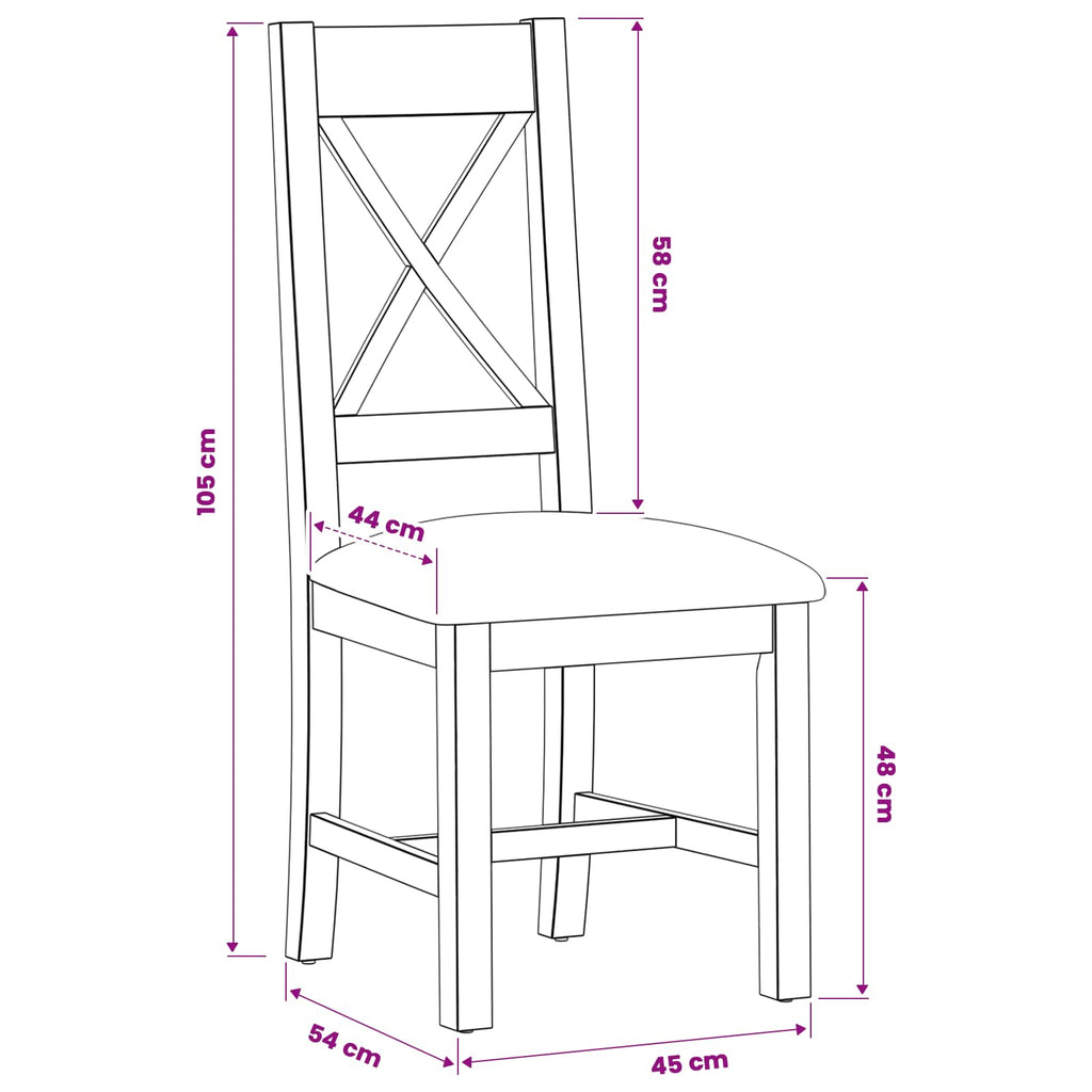 vidaXL Krzesło jadalniane 2 pcs Dąb lite Czarny 45 x 54 x 105 cm