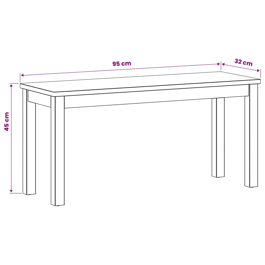 vidaXL Ławka jadalniana 95 x 32 x 45 cm Dąb lite naturalny