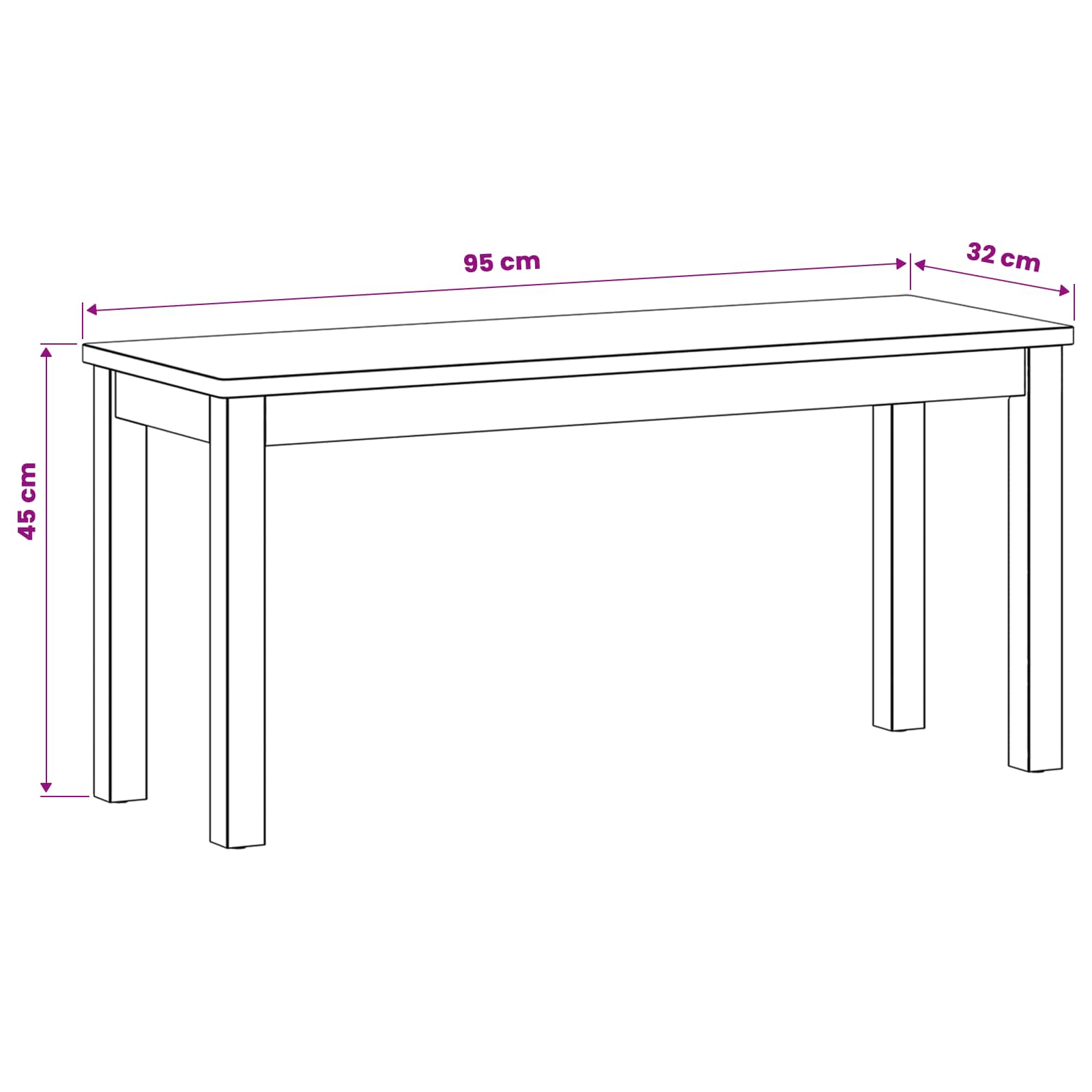 vidaXL Ławka jadalniana 95 x 32 x 45 cm Dąb lite naturalny