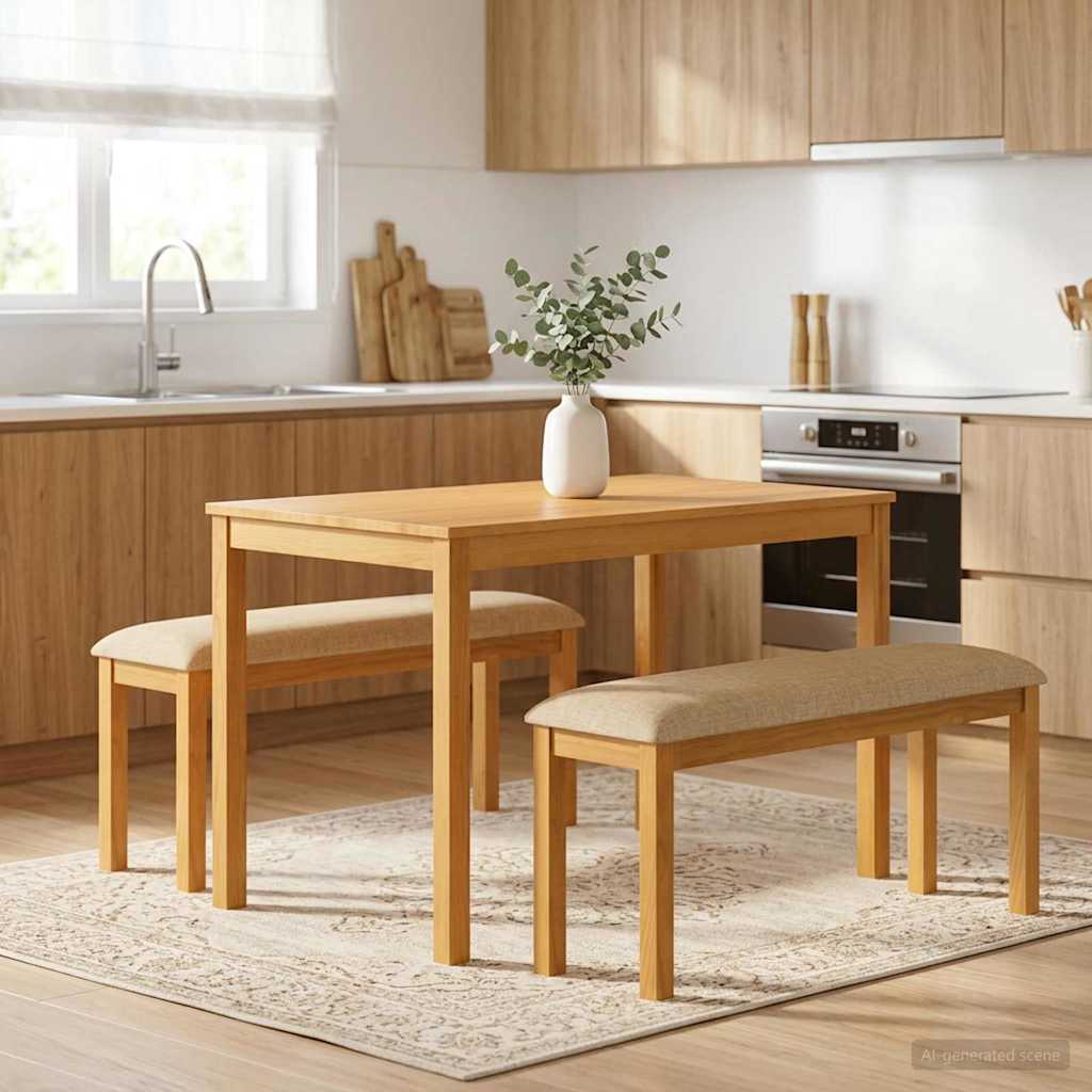 vidaXL Ławka jadalniana 95 x 32 x 45 cm Dąb lite Beżowy
