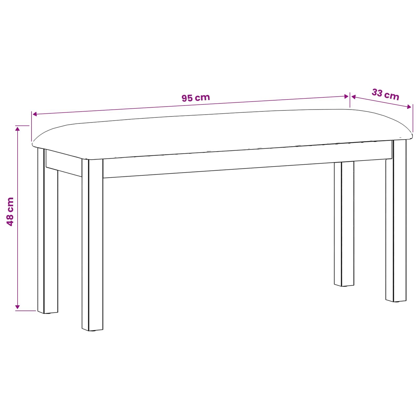 vidaXL Ławka jadalniana 95 x 32 x 45 cm Dąb lite Beżowy