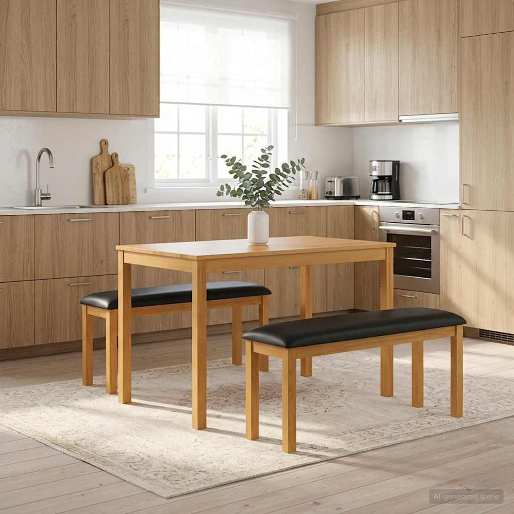 vidaXL Ławka jadalniana 95 x 32 x 45 cm Dąb lite Czarny