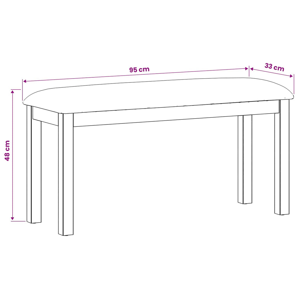 vidaXL Ławka jadalniana 95 x 32 x 45 cm Dąb lite Czarny