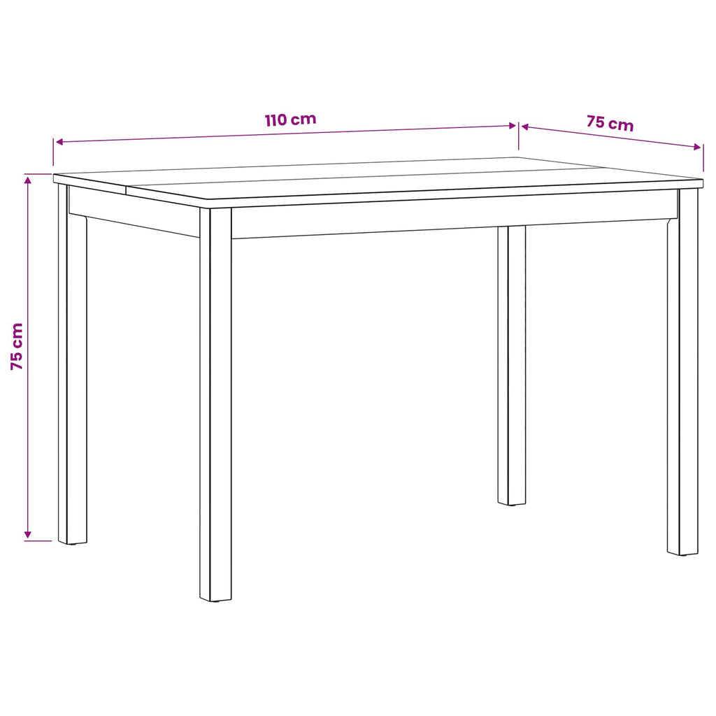 vidaXL Stół jadalny 110 x 75 x 75 cm Dąb lite naturalny Prostokątny
