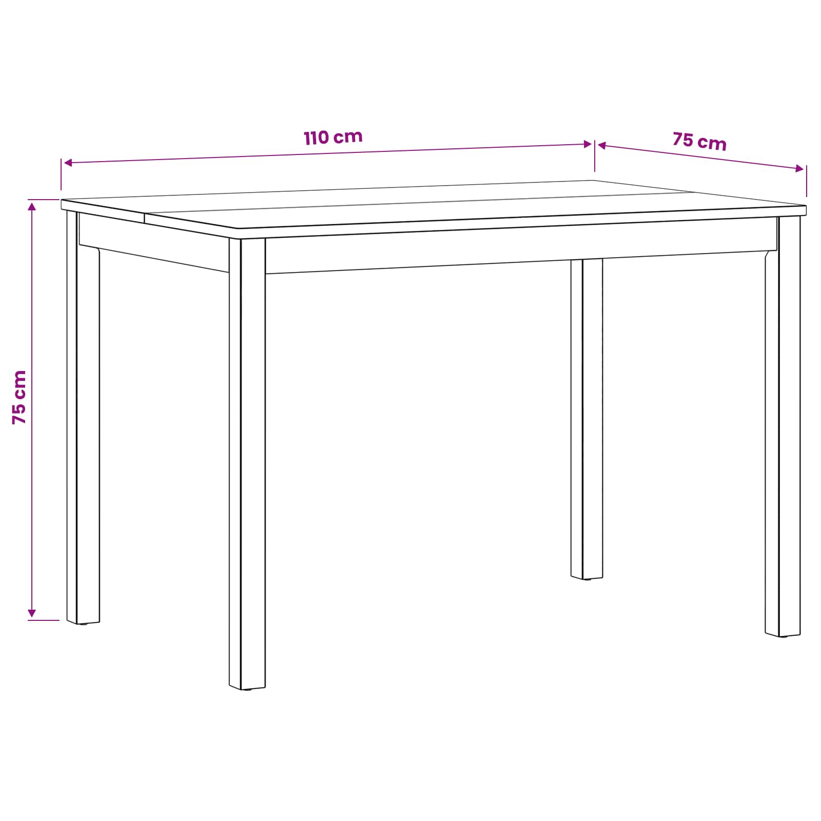 vidaXL Stół jadalny 110 x 75 x 75 cm Dąb lite naturalny Prostokątny