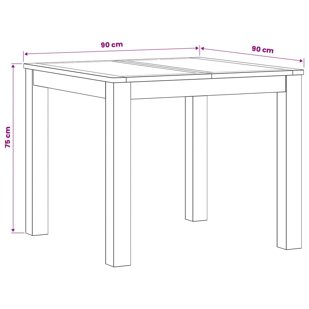 vidaXL Stół jadalny 90 x 90 x 75 cm Dąb lite naturalny Kwadrat