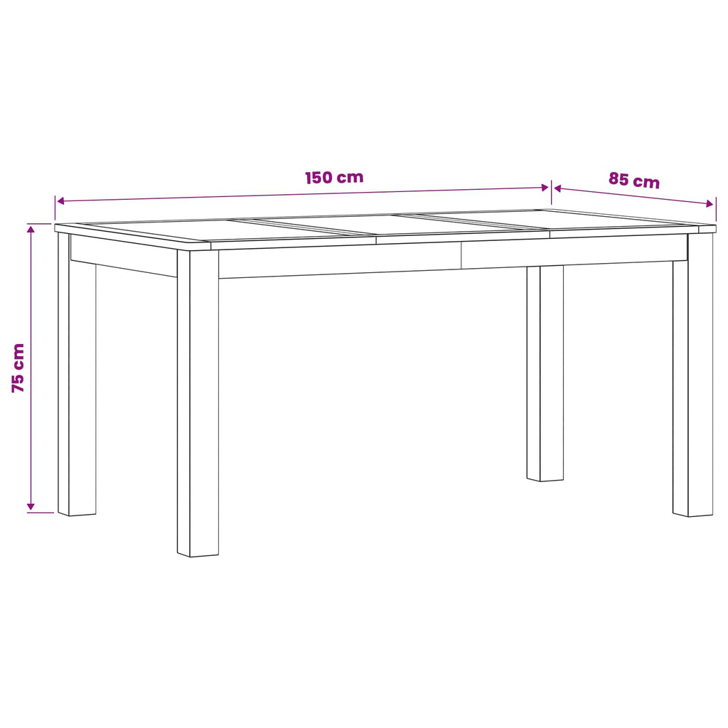 vidaXL Stół jadalny 150 x 85 x 75 cm Dąb lite naturalny Prostokątny
